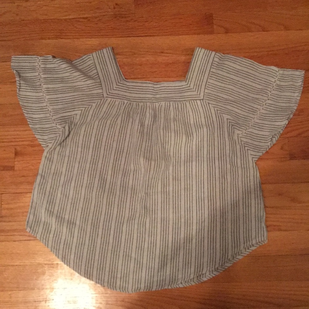 Navy blue and white stripe blouse